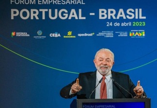 O presidente Luiz Inácio Lula da Silva durante o Fórum Empresarial Portugal-Brasil (Foto: Ricardo Stuckert/PR)