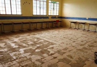 Visita do MP à escola estadual Francisco Ricardo Macedo constatou falta de cerâmicas em salas de aula (Foto: Reprodução)