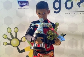 Davi Lucas participou do GOCUP, que é o maior torneio infantil em Aparecida de Goiania, onde foi eleito o maior artilheiro com 12 go (Foto: Arquivo Pessoal)