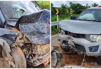Danos materiais causados pela colisão frontal na rodovia estadual RR-325, em Roraima (Foto: Reprodução)