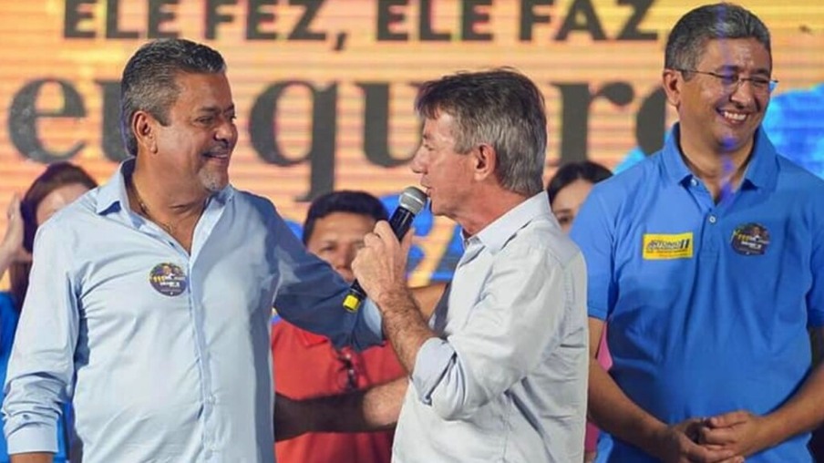 O senador Hiran Gonçalves com o governador Antonio Denarium e o vice Edilson Damião na campanha de 2022 (Foto: Divulgação)